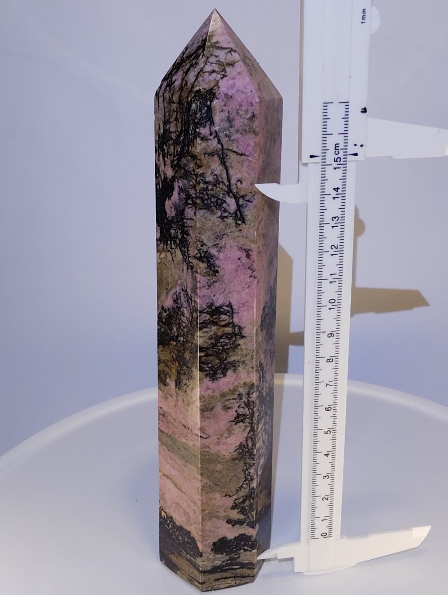 Dendritic Rhodonite Tower — Collector Display Quality — 954g (Rhodonite)