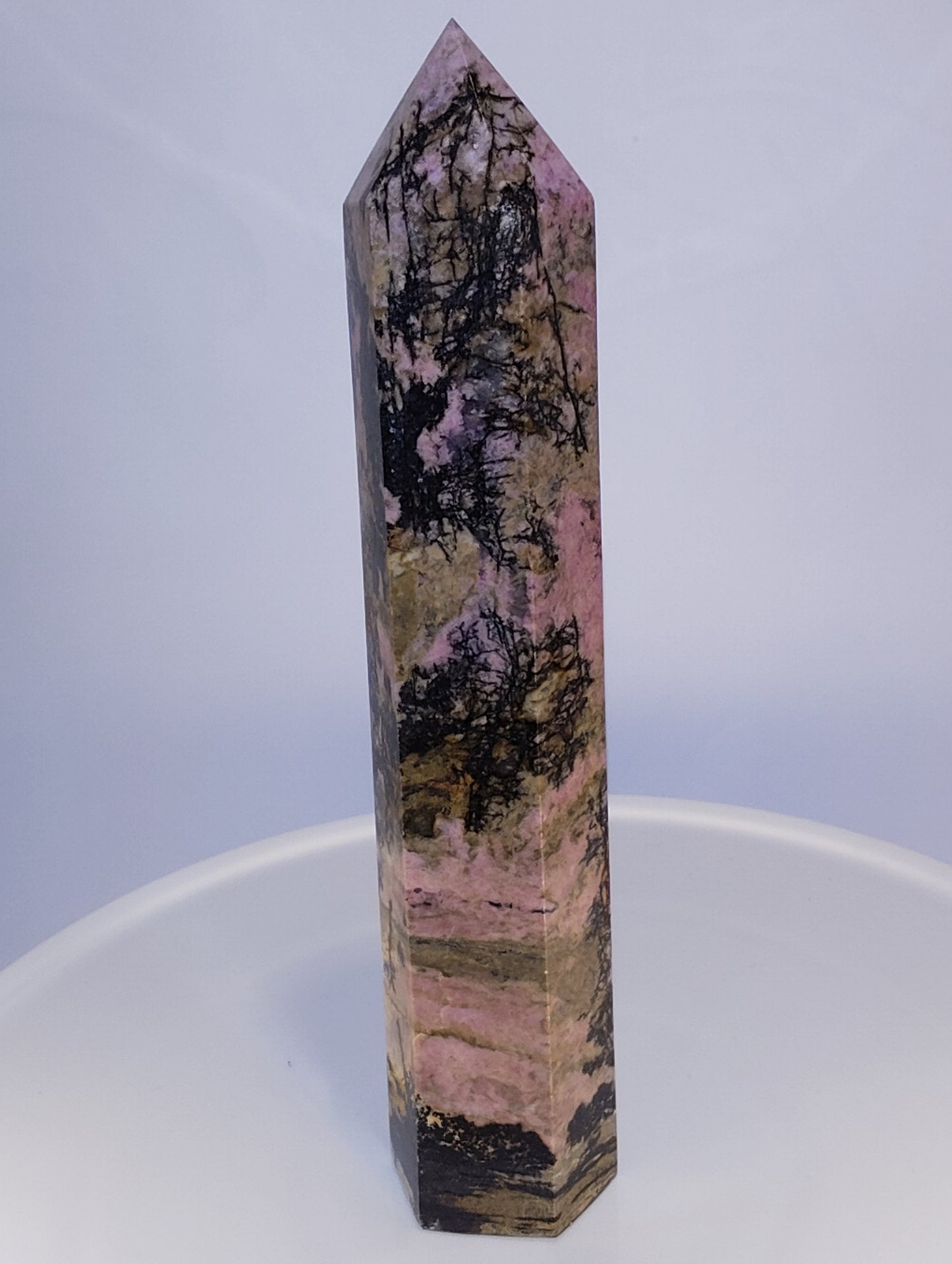 Dendritic Rhodonite Tower — Collector Display Quality — 954g (Rhodonite)